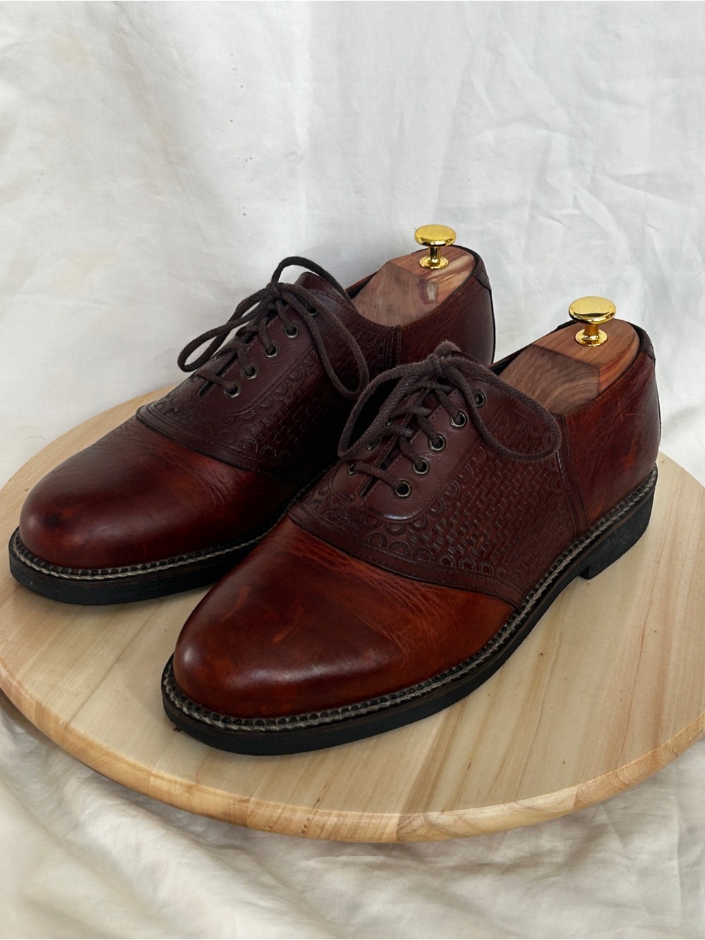 H.S. Trask Men’s Gallatin Brown Leather Lace-Up Oxford Dress Shoes Rubber US 10